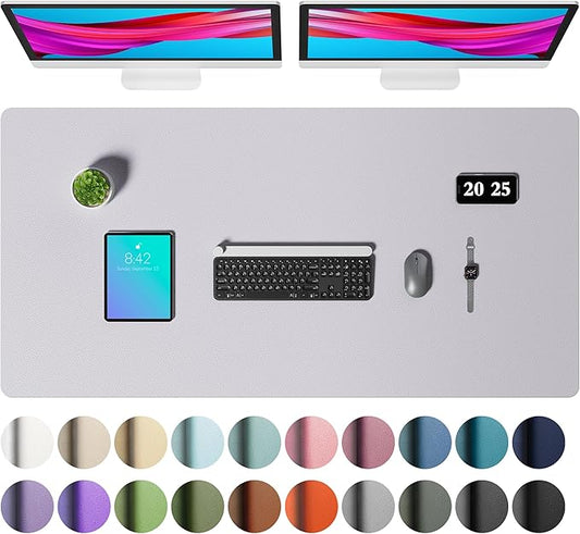 Aothia Faux Leather Desk Mat – Large Mouse Pad, Non - Slip PU Leather Blotter, Waterproof Writing Surface for Office and Home (Smoky Lavender, 47.2" x 23.6") | Desk Pads Blotters - TrueDesk