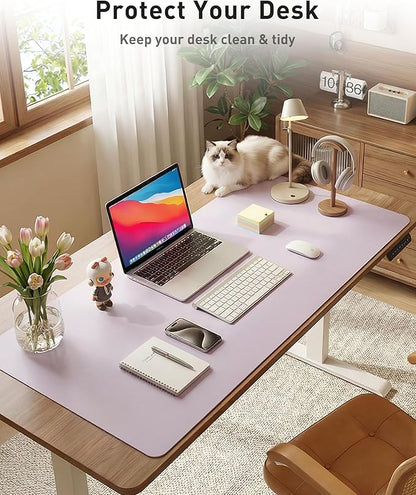 Aothia Faux Leather Desk Mat - Large Mouse Pad, Non - Slip PU Leather Blotter, Waterproof Writing Surface for Office and Home (Soft Lavender, 40" x 24") | Desk Pads Blotters - TrueDesk