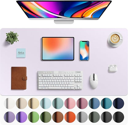 Aothia Faux Leather Desk Mat - Large Mouse Pad, Non - Slip PU Leather Blotter, Waterproof Writing Surface for Office and Home (Soft Lavender, 40" x 24") | Desk Pads Blotters - TrueDesk
