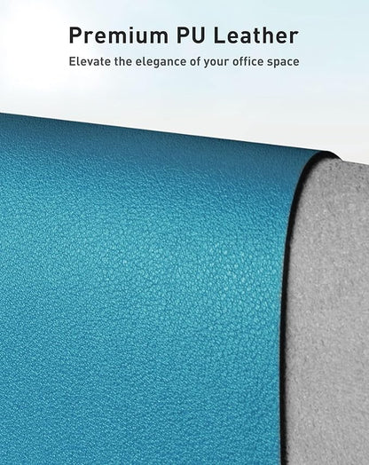 Aothia Faux Leather Desk Mat - Large Mouse Pad, Non - Slip PU Leather Blotter, Waterproof Writing Surface for Office and Home (Turquoise, 40" x 24") | Desk Pads Blotters - TrueDesk