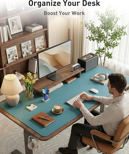 Aothia Faux Leather Desk Mat - Large Mouse Pad, Non - Slip PU Leather Blotter, Waterproof Writing Surface for Office and Home (Turquoise, 40" x 24") | Desk Pads Blotters - TrueDesk