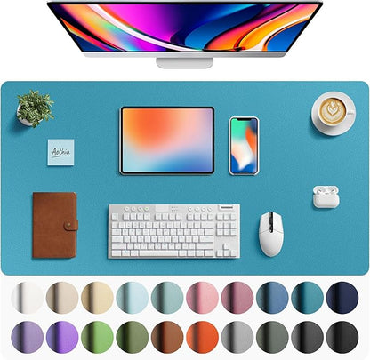 Aothia Faux Leather Desk Mat - Large Mouse Pad, Non - Slip PU Leather Blotter, Waterproof Writing Surface for Office and Home (Turquoise, 40" x 24") | Desk Pads Blotters - TrueDesk