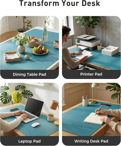 Aothia Faux Leather Desk Mat - Large Mouse Pad, Non - Slip PU Leather Blotter, Waterproof Writing Surface for Office and Home (Turquoise, 40" x 24") | Desk Pads Blotters - TrueDesk