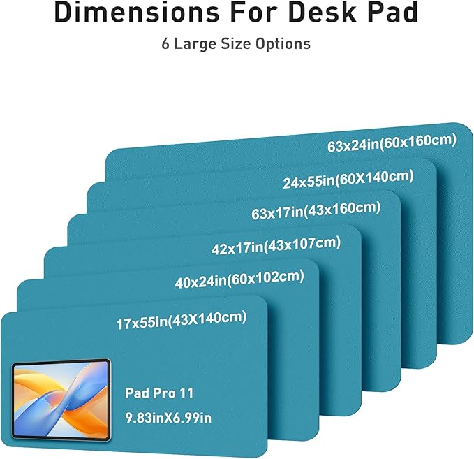Aothia Faux Leather Desk Mat - Large Mouse Pad, Non - Slip PU Leather Blotter, Waterproof Writing Surface for Office and Home (Turquoise, 40" x 24") | Desk Pads Blotters - TrueDesk