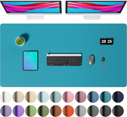 Aothia Faux Leather Desk Mat – Large Mouse Pad, Non - Slip PU Leather Blotter, Waterproof Writing Surface for Office and Home (Turquoise, 47.2" x 23.6") | Desk Pads Blotters - TrueDesk