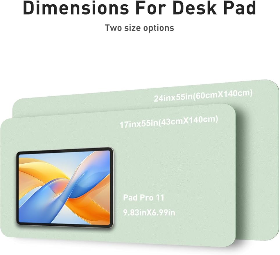 Aothia Faux Leather Desk Mat - Non - Slip PU Leather Desk Blotter, Waterproof Writing Surface, Large Desk Pad for Office & Home (Aqua, 55" x 17") | Desk Pads Blotters - TrueDesk