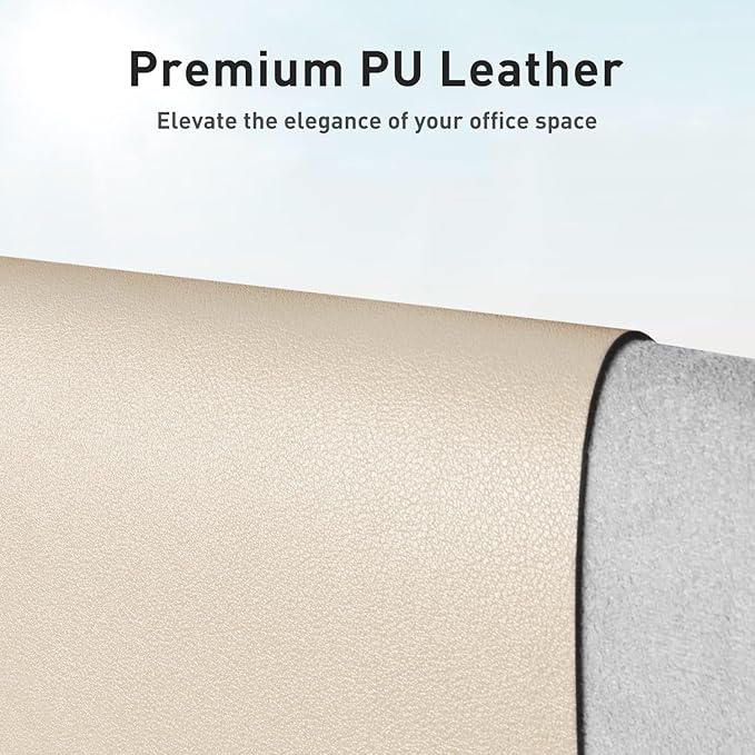 Aothia Faux Leather Desk Mat - Non - Slip PU Leather Desk Blotter, Waterproof Writing Surface, Large Desk Pad for Office & Home (Beige, 55" x 17") | Desk Pads Blotters - TrueDesk