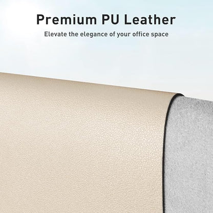Aothia Faux Leather Desk Mat - Non - Slip PU Leather Desk Blotter, Waterproof Writing Surface, Large Desk Pad for Office & Home (Beige, 55" x 17") | Desk Pads Blotters - TrueDesk