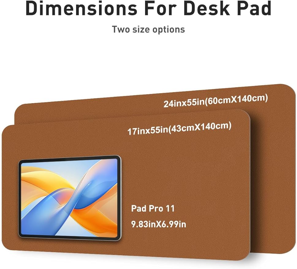 Aothia Faux Leather Desk Mat - Non - Slip PU Leather Desk Blotter, Waterproof Writing Surface, Large Desk Pad for Office & Home (Brown, 55" x 17") | Desk Pads Blotters - TrueDesk
