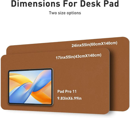 Aothia Faux Leather Desk Mat - Non - Slip PU Leather Desk Blotter, Waterproof Writing Surface, Large Desk Pad for Office & Home (Brown, 55" x 17") | Desk Pads Blotters - TrueDesk