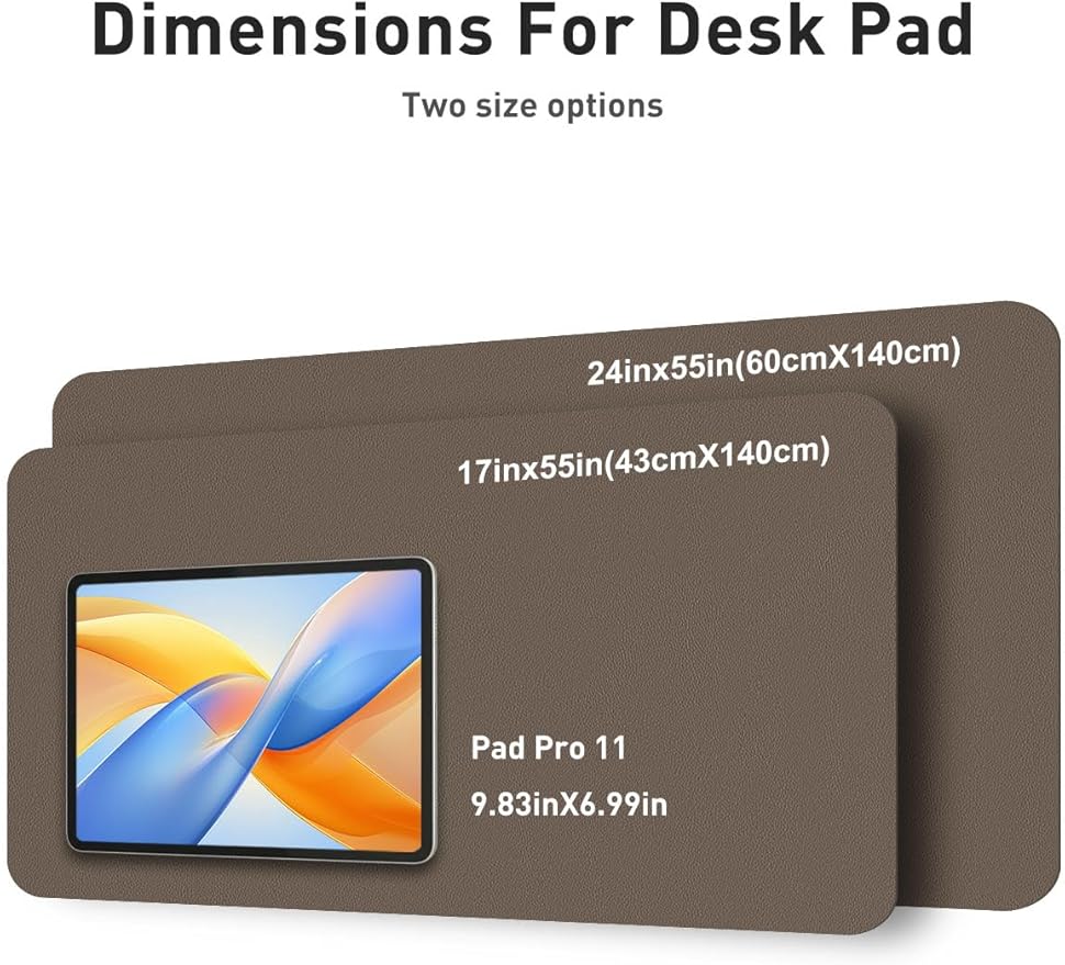 Aothia Faux Leather Desk Mat - Non - Slip PU Leather Desk Blotter, Waterproof Writing Surface, Large Desk Pad for Office & Home (Coffee, 55" x 17") | Desk Pads Blotters - TrueDesk