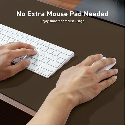 Aothia Faux Leather Desk Mat - Non - Slip PU Leather Desk Blotter, Waterproof Writing Surface, Large Desk Pad for Office & Home (Coffee, 55" x 17") | Desk Pads Blotters - TrueDesk