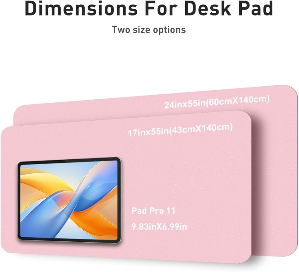 Aothia Faux Leather Desk Mat - Non - Slip PU Leather Desk Blotter, Waterproof Writing Surface, Large Desk Pad for Office & Home (Fairy Pink, 55" x 17") | Desk Pads Blotters - TrueDesk