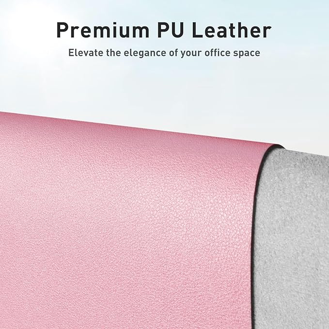 Aothia Faux Leather Desk Mat - Non - Slip PU Leather Desk Blotter, Waterproof Writing Surface, Large Desk Pad for Office & Home (Fairy Pink, 55" x 17") | Desk Pads Blotters - TrueDesk