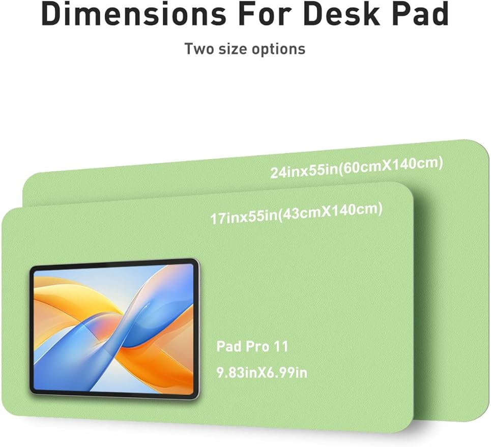 Aothia Faux Leather Desk Mat - Non - Slip PU Leather Desk Blotter, Waterproof Writing Surface, Large Desk Pad for Office & Home (Foam Green, 55" x 24") | Desk Pads Blotters - TrueDesk