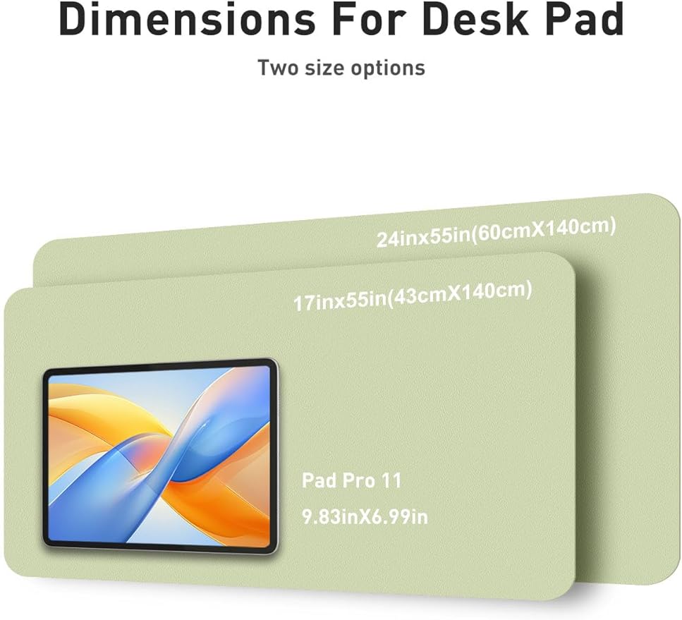 Aothia Faux Leather Desk Mat - Non - Slip PU Leather Desk Blotter, Waterproof Writing Surface, Large Desk Pad for Office & Home (Grass Green, 55" x 17") | Desk Pads Blotters - TrueDesk