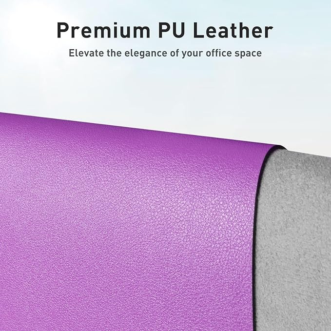 Aothia Faux Leather Desk Mat - Non - Slip PU Leather Desk Blotter, Waterproof Writing Surface, Large Desk Pad for Office & Home (Iris Violet, 55" x 24") | Desk Pads Blotters - TrueDesk