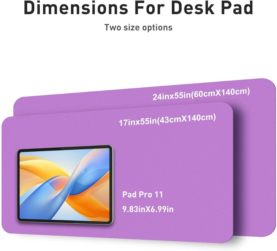 Aothia Faux Leather Desk Mat - Non - Slip PU Leather Desk Blotter, Waterproof Writing Surface, Large Desk Pad for Office & Home (Iris Violet, 55" x 24") | Desk Pads Blotters - TrueDesk
