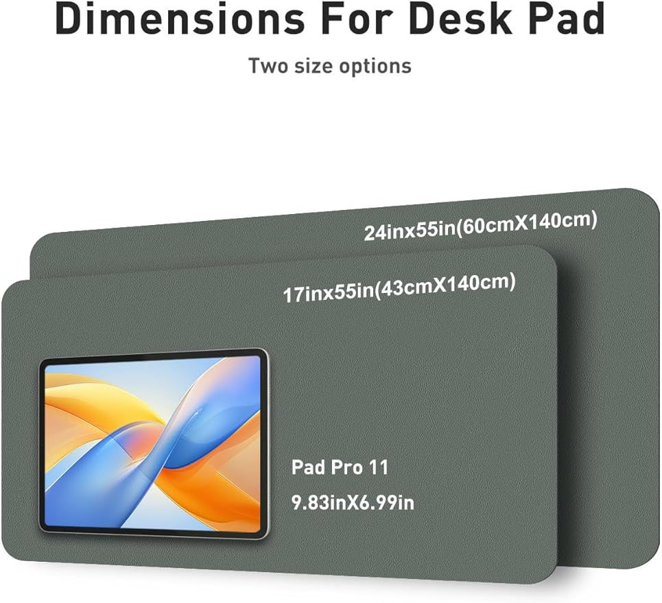 Aothia Faux Leather Desk Mat - Non - Slip PU Leather Desk Blotter, Waterproof Writing Surface, Large Desk Pad for Office & Home (Jungle Green, 55" x 17") | Desk Pads Blotters - TrueDesk