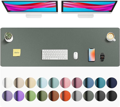 Aothia Faux Leather Desk Mat - Non - Slip PU Leather Desk Blotter, Waterproof Writing Surface, Large Desk Pad for Office & Home (Jungle Green, 55" x 17") | Desk Pads Blotters - TrueDesk