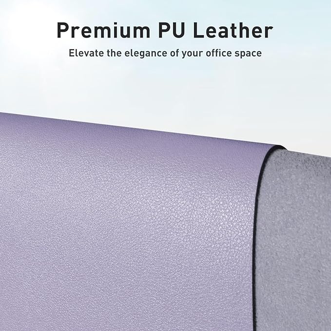 Aothia Faux Leather Desk Mat - Non - Slip PU Leather Desk Blotter, Waterproof Writing Surface, Large Desk Pad for Office & Home (Lavender, 55" x 17") | Desk Pads Blotters - TrueDesk