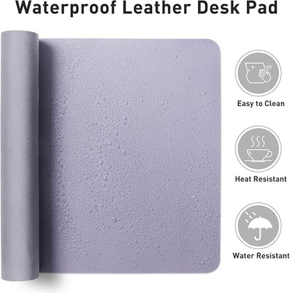 Aothia Faux Leather Desk Mat - Non - Slip PU Leather Desk Blotter, Waterproof Writing Surface, Large Desk Pad for Office & Home (Lavender, 55" x 17") | Desk Pads Blotters - TrueDesk