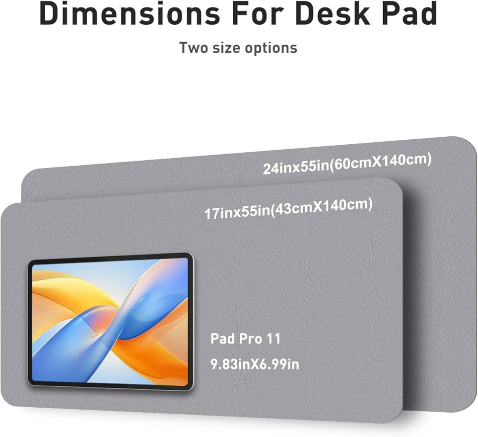 Aothia Faux Leather Desk Mat - Non - Slip PU Leather Desk Blotter, Waterproof Writing Surface, Large Desk Pad for Office & Home (Light Grey, 55" x 17") | Desk Pads Blotters - TrueDesk