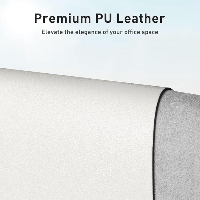 Aothia Faux Leather Desk Mat - Non - Slip PU Leather Desk Blotter, Waterproof Writing Surface, Large Desk Pad for Office & Home (Off - White, 55" x 17") | Desk Pads Blotters - TrueDesk