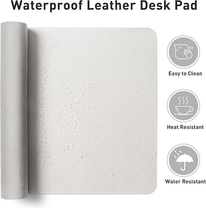 Aothia Faux Leather Desk Mat - Non - Slip PU Leather Desk Blotter, Waterproof Writing Surface, Large Desk Pad for Office & Home (Off - White, 55" x 17") | Desk Pads Blotters - TrueDesk