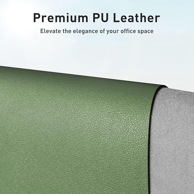 Aothia Faux Leather Desk Mat - Non - Slip PU Leather Desk Blotter, Waterproof Writing Surface, Large Desk Pad for Office & Home (Olive Green, 55" x 17") | Desk Pads Blotters - TrueDesk