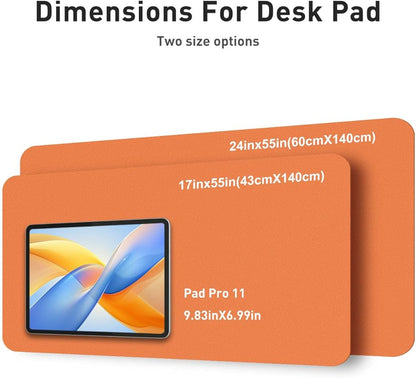 Aothia Faux Leather Desk Mat - Non - Slip PU Leather Desk Blotter, Waterproof Writing Surface, Large Desk Pad for Office & Home (Orange, 55" x 24") | Desk Pads Blotters - TrueDesk
