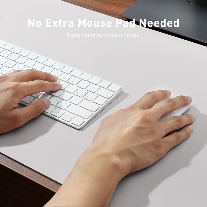 Aothia Faux Leather Desk Mat - Non - Slip PU Leather Desk Blotter, Waterproof Writing Surface, Large Desk Pad for Office & Home (Pale Lavender White, 55" x 17") | Desk Pads Blotters - TrueDesk