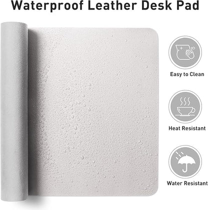 Aothia Faux Leather Desk Mat - Non - Slip PU Leather Desk Blotter, Waterproof Writing Surface, Large Desk Pad for Office & Home (Pale Lavender White, 55" x 17") | Desk Pads Blotters - TrueDesk