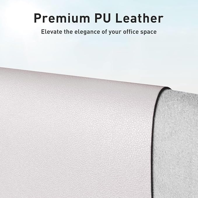 Aothia Faux Leather Desk Mat - Non - Slip PU Leather Desk Blotter, Waterproof Writing Surface, Large Desk Pad for Office & Home (Pale Lavender White, 55" x 17") | Desk Pads Blotters - TrueDesk