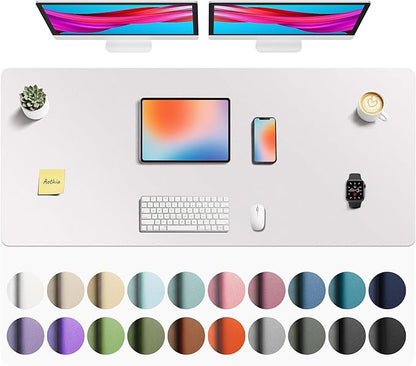 Aothia Faux Leather Desk Mat - Non - Slip PU Leather Desk Blotter, Waterproof Writing Surface, Large Desk Pad for Office & Home (Pale Lavender White, 55" x 24") | Desk Pads Blotters - TrueDesk