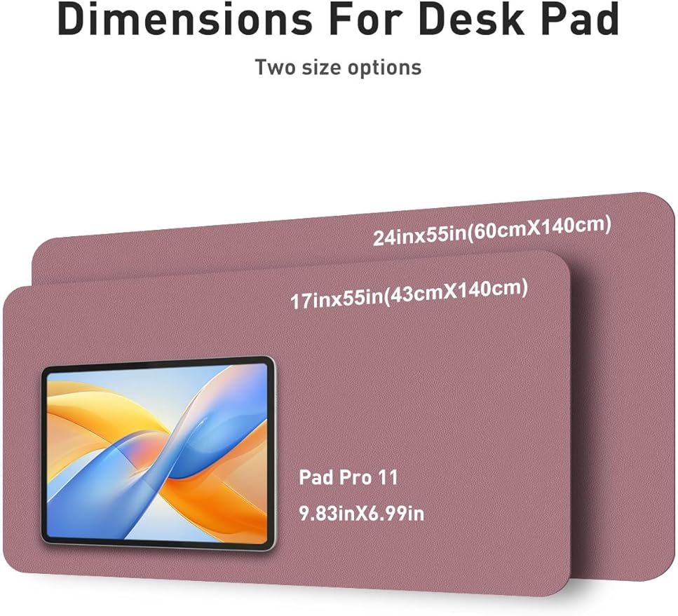 Aothia Faux Leather Desk Mat - Non - Slip PU Leather Desk Blotter, Waterproof Writing Surface, Large Desk Pad for Office & Home (Purple, 55" x 17") | Desk Pads Blotters - TrueDesk