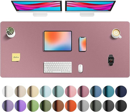 Aothia Faux Leather Desk Mat - Non - Slip PU Leather Desk Blotter, Waterproof Writing Surface, Large Desk Pad for Office & Home (Purple, 55" x 24") | Desk Pads Blotters - TrueDesk