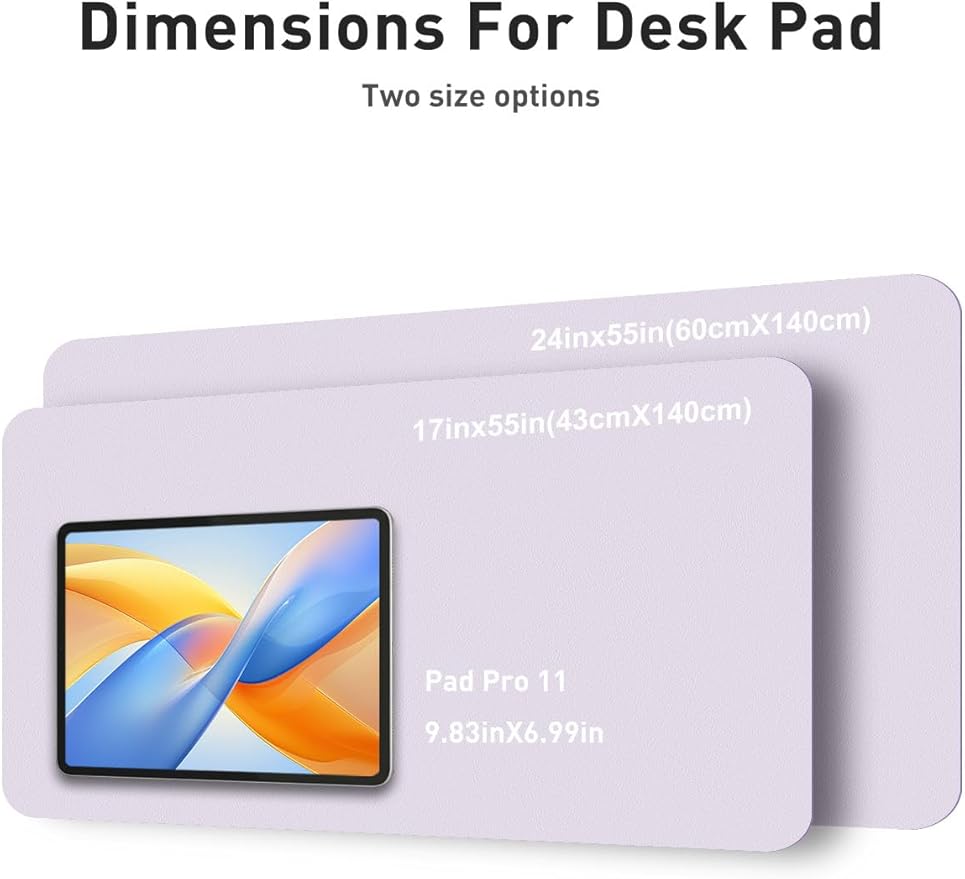 Aothia Faux Leather Desk Mat - Non - Slip PU Leather Desk Blotter, Waterproof Writing Surface, Large Desk Pad for Office & Home (Soft Lavender, 55" x 17") | Desk Pads Blotters - TrueDesk