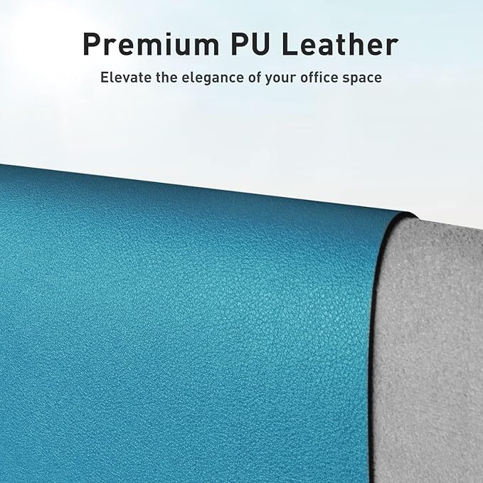Aothia Faux Leather Desk Mat - Non - Slip PU Leather Desk Blotter, Waterproof Writing Surface, Large Desk Pad for Office & Home (Turquoise, 55" x 17") | Desk Pads Blotters - TrueDesk