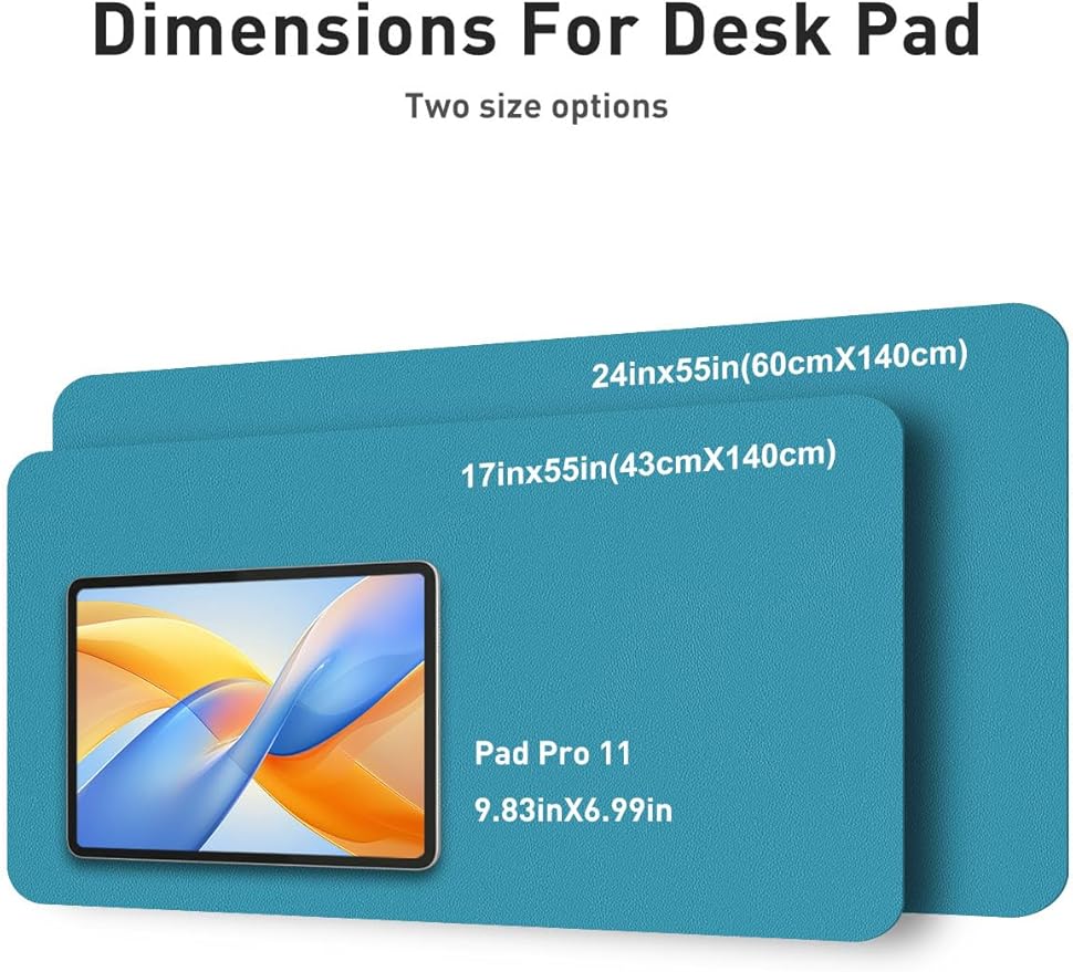 Aothia Faux Leather Desk Mat - Non - Slip PU Leather Desk Blotter, Waterproof Writing Surface, Large Desk Pad for Office & Home (Turquoise, 55" x 17") | Desk Pads Blotters - TrueDesk