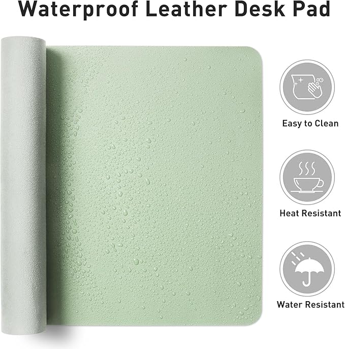 Aothia Large PU Leather Desk Pad Protector – Non - Slip Mouse Pad & Writing Mat for Office/Home, Waterproof, Easy to Clean (31.5" x 15.7", Aqua) | Desk Pads Blotters - TrueDesk