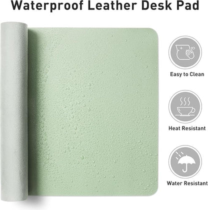 Aothia Large PU Leather Desk Pad Protector – Non - Slip Mouse Pad & Writing Mat for Office/Home, Waterproof, Easy to Clean (31.5" x 15.7", Aqua) | Desk Pads Blotters - TrueDesk