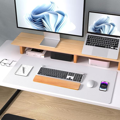 Aothia Large PU Leather Desk Pad Protector – Non - Slip Mouse Pad & Writing Mat for Office/Home, Waterproof, Easy to Clean (31.5" x 15.7", Pale Lavender White) | Desk Pads Blotters - TrueDesk