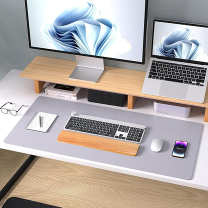 Aothia Large PU Leather Desk Pad Protector – Non - Slip Mouse Pad & Writing Mat for Office/Home, Waterproof, Easy to Clean (31.5" x 15.7", Smoky Lavender) | Desk Pads Blotters - TrueDesk