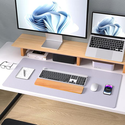 Aothia Large PU Leather Desk Pad Protector - Non - Slip Mouse Pad & Writing Mat for Office/Home, Waterproof, Easy to Clean (31.5"x15.7", Soft Lavender) | Desk Pads Blotters - TrueDesk