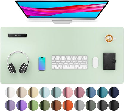 Aothia Large PU Leather Desk Pad Protector – Non - Slip Mouse Pad & Writing Mat for Office/Home, Waterproof, Easy to Clean (36" x 17", Aqua) | Desk Pads Blotters - TrueDesk