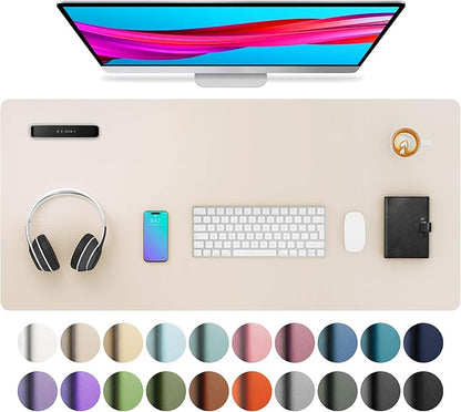 Aothia Large PU Leather Desk Pad Protector – Non - Slip Mouse Pad & Writing Mat for Office/Home, Waterproof, Easy to Clean (36" x 17", Eggshell) | Desk Pads Blotters - TrueDesk