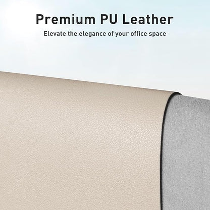 Aothia Large PU Leather Desk Pad Protector – Non - Slip Mouse Pad & Writing Mat for Office/Home, Waterproof, Easy to Clean (36" x 17", Eggshell) | Desk Pads Blotters - TrueDesk