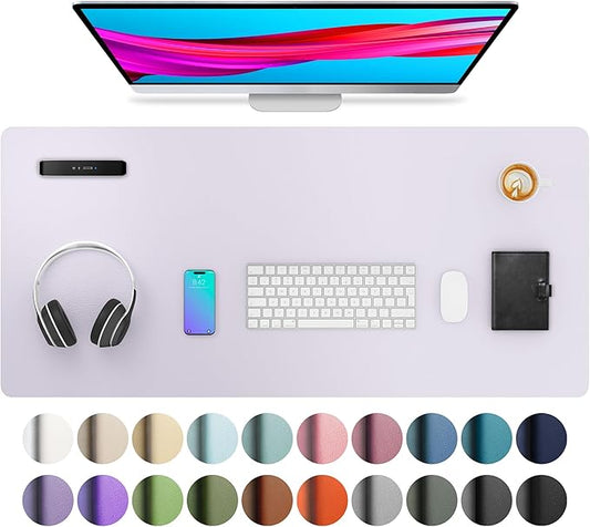 Aothia Large PU Leather Desk Pad Protector – Non - Slip Mouse Pad & Writing Mat for Office/Home, Waterproof, Easy to Clean (36" x 17", Soft Lavender) | Desk Pads Blotters - TrueDesk