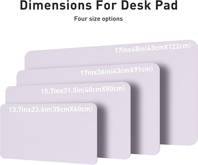 Aothia Large PU Leather Desk Pad Protector – Non - Slip Mouse Pad & Writing Mat for Office/Home, Waterproof, Easy to Clean (48" x 17", Soft Lavender) | Mouse Pads - TrueDesk